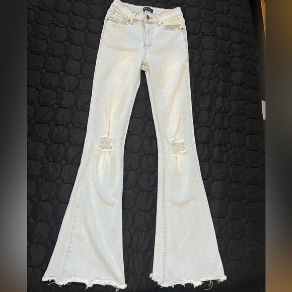 Women's Light Blue Flared Jeans - Picture 3 of 8